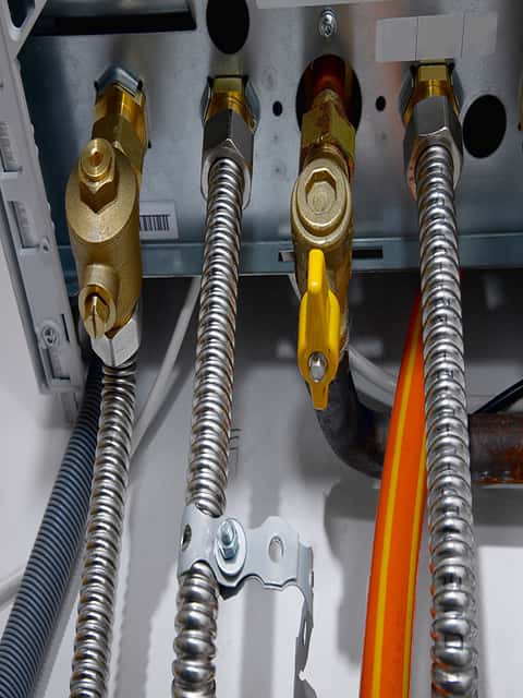 Gas line installed for water heater.